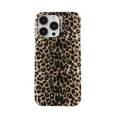 an iphone case with leopard print on the front and back cover, showing the phone's camera lens