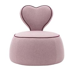 a pink chair with a heart shaped cushion on it's back and seat pad