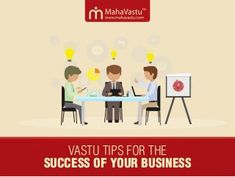 three people sitting at a table in front of a whiteboard with the words vastu tips for the success of your business