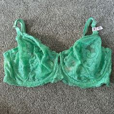 Brand New With Tags. Never Been Worn. Elegant Green Spring Bra, Fitted Green Bra Partially Lined, Green Fitted Lace Bra, Fitted Partially Lined Green Bra, Victoria's Secret Green Bra For Spring, Victoria's Secret Green Lace Trim Bra, Spring Green Bra With Lace Trim, Green Lace Trim Bra For Spring, Unlined Bra