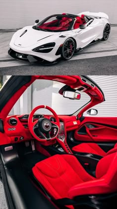 the interior and exterior of a sports car