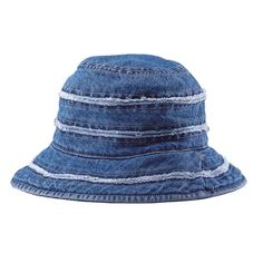 Petite Denim Cloche Hat with Frayed Stripes for Small Heads Affordable Denim Blue Hats For Spring, Cheap Adjustable Denim Blue Hats, Summer Denim Bucket Hat With Curved Brim, Summer Denim Blue Bucket Hat With Curved Brim, Denim Blue Bucket Hat With Curved Brim For Summer, Pre-washed Short Brim Summer Hats, Denim Blue Curved Brim Bucket Hat For Summer, Summer Pre-washed Short Brim Hats, Pre-washed Summer Hat With Short Brim