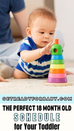 a baby playing with a toy on the floor and text overlay reads get ready for baby