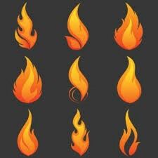 fire flames icons set on black background stock photo - budget conscious, free to use