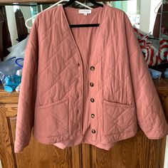 Euc- Never Worn. Make An Offer! Spring Quilted Long Sleeve Jacket For Layering, Spring Long Sleeve Quilted Jacket For Layering, Wishlist Pink, Quilted Jacket, Jackets & Coats, Jackets For Women, Sewing, Pink, Women Shopping