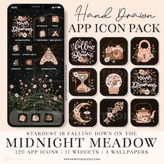 the midnight meadow app icon pack is available for iphones and ipads, but it's not too dark