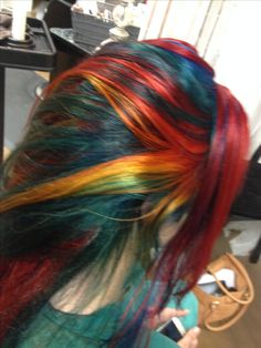 Jewel Tone Hair, Oil Spill Hair, Multicoloured Hair, Red And Blue Hair, Multicolor Hair, Multicolored Hair