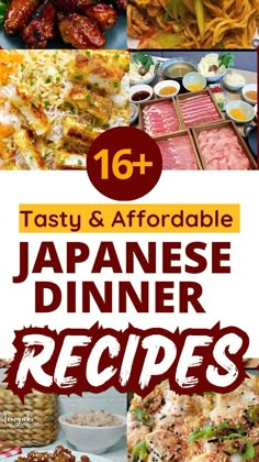 japanese dinner menu with text overlaying the top 10 tasty and afordable japanese dinner recipes