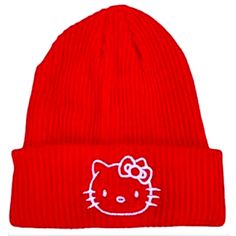 New Hello Kitty Beanie Hat, Color Red. Gorra Roja Casual Red Beanie One Size, Cute Red Winter Hat, Trendy Cat Design Hats With One Size Fits Most, Trendy Cat Design Hat One Size Fits Most, Trendy Cat Design Hat One Size, Trendy Cat Design Hat (one Size Fits Most), Red Adjustable Casual Beanie, Trendy Red Beanie Hat, Playful Red Winter Hat