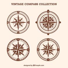 vintage compasss collection in brown and white