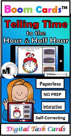 telling time to the hour and half hour with an interactive self - correcting game