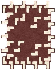 a brown and white rug with squares in the middle, on top of a white background