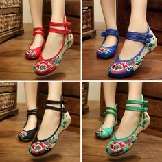 Description   Chinese Embroidered Hibiscus Flowers Cloth Shoes Women Casual Flat Loafer Shoes Description: Condition:100% Brand New,High Quality!.) Size:Asian Size 35-41,US Size 4-8 Color:Black,Red,Green,Blue Material:Canvas Soles:Rubber Heel Height:Abou2cm (1 inch=2.54cm or 1cm=0.394inch Please allow 1-3 cm error due to manual measurement.) Style: Casual,Fashion,Solid,Leisure Package included:Fashion CasualShoes*1 pair Features: 1.Selected in material,soft in texture, good in breathability, nov Embroidered Flat Loafers For Spring, Spring Embroidered Flat Loafers, Embroidered Round Toe Loafers For Spring, Traditional Slip-on Loafers For Spring, Traditional Round Toe Spring Loafers, Traditional Summer Loafers With Round Toe, Traditional Round Toe Loafers For Spring, Traditional Spring Loafers With Round Toe, Floral Flat Shoes