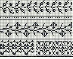 a cross stitch pattern with black and white designs