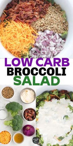 This is the best low carb broccoli salad with bacon that’s drizzled in a creamy dressing! Chopped Broccoli Salad, Keto Dressing, Chopped Broccoli