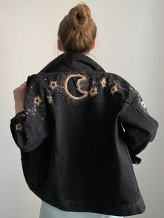 Customizing Clothes, Paint Clothes, Oversize Denim Jacket, Custom Denim Jacket