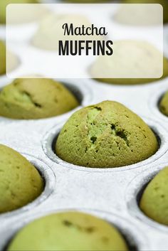 green muffins are sitting in a muffin tin