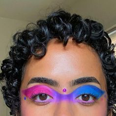 Bi Flag Makeup, Pride Skull Makeup, Bisexual Makeup, Bisexual Eyeshadow, Bisexual Flag Makeup, Makeup Inspired By Pride Flags, Moon Palette, Love Bite, Makeup Clown