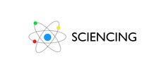 the science logo is shown in black and white, with colorful dots on it's side