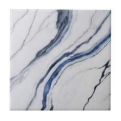 a marble tile with blue and white swirls