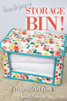 a sewing box with the words how to sew a storage bin