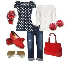 red & polka dots (: Style Help, Looks Jeans, Outfits 2016, Latest Design Trends, Easy Style, Business Wear, Skirt Maxi