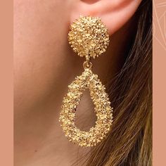 Gold Fashion Earrings. Perfect For Everyday Golden Statement Earrings, Large Gold Earrings, Claires Earrings, Cherry Drop Earrings, Textile Earrings, Hello Kitty Earrings, Teal Earrings, African Earrings, Luxury Earrings