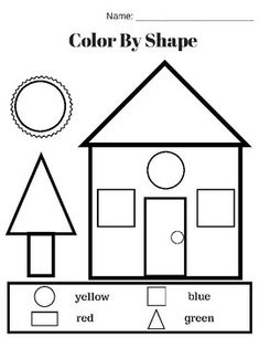 the color by shape worksheet for preschool