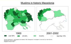 two maps showing the number and percentage of muslims in historic macecondaia