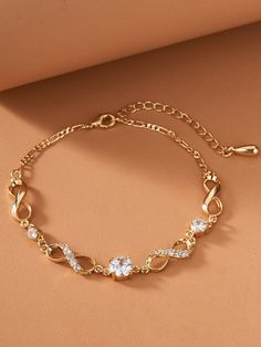 Gold Fashionable   Copper  Link Embellished   Jewelry Latest Bracelet Designs Gold For Women, Latest Gold Bracelet For Women, Braclets Gold, Real Gold Bracelet, Delicate Gold Bracelet, Gold Bracelet Simple, Locket Design, Gold Jewels Design, Latest Bracelets