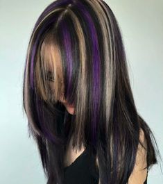 Blonde And Purple Highlights, Blonde And Purple, Vivid Hair Color, Purple Highlights, Boring Hair