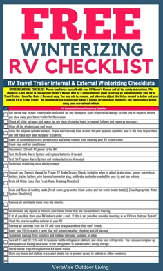 Camper Maintenance Checklist, Winterize Rv Travel Trailers, Winterizing Rv Travel Trailers, Rv Tips And Tricks, Winterize Camper, Rv Winterizing, Camper Maintenance