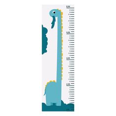 a tall growth chart with an image of a dinosaur