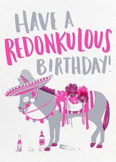 a birthday card with an image of a donkey wearing a sombrero and flowers