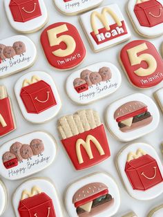 McDonald’s, McDonald’s birthday, boy birthday themes, McDonald’s cookies Mcdonald’s Cookies Decorated, Mcdonald’s Birthday Party Ideas, Mcdonald’s Cookies, Mcdonald’s Birthday, Mcdonalds Party, Mcdonalds Cookies, Mcdonalds Birthday Party, Cutout Cookie, Cookies Design