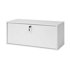 a white cabinet with two doors on each side