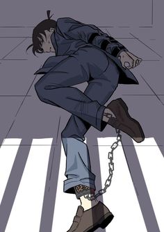 a man in a suit and tie is chained up