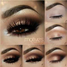 Trucco Smokey Eye, Kim Kardashian Makeup Tutorial, Brown Eye Makeup Tutorial, Make Up Diy, Smoky Eye Makeup Tutorial, Gold Smokey Eye