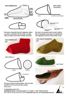 the instructions for knitted slippers are shown