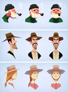 an image of people with hats and beards in different poses, including the man's face