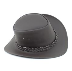 Our smooth leather cowboy hats are made of genuine cowhide leather. This beautifully handcrafted hat is made with fine craftsmanship and materials. Any scars, wrinkles or other subtle variations are characteristics of natural leather and do not affect its strength or quality. The crown of the had also boasts a matching braided hat band. Use the strap for windy days or to keep it around your neck while traveling so you won't lose it. Please refer to the measurement chart photo for sizes. Brim Len Adjustable Brown Sun Hat For Country Events, Rustic Adjustable Brown Top Hat, Adjustable Brown Country Fedora, Adjustable Brown Country Sun Hat, Brown Curved Brim Top Hat For Ranch, Adjustable Brown Country Style Sun Hat, Adjustable Country Style Brown Sun Hat, Brown Country Style Adjustable Fedora, Brown Fedora Straw Hat For Western-themed Events