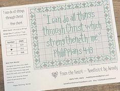 a cross stitch pattern with the words i can't do all things through christ