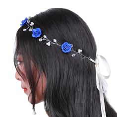 PRICES MAY VARY. ❤Women Handmade item ❤Color :Navy Blue Flower + Silver Wire ❤Dimensions: 18 '' / 45 CM ❤This headband is decorated with stunning Crystal and artificial pearls ❤All handmade craft makes this headband perfect for both classic and vintage weddings, and perfect for your bridesmaids or any other special occasions ❤❤ ❤ MISSGRACE & GRACEHEAD ❤❤ ❤
 
 Bride Hair Vine 
 
Material : crystal ,Flower and Ivory beads 

  ❤❤ ❤OCCASION ❤❤ ❤
 
 Hair Vine for Bridal, Wedding, Prom, Pageant, Bride Bride Hairpiece, Bride Hair Vine, Flower Hair Accessories Wedding, Hair Vine Bridal, Wedding Hair Headband, Crystal Hair Vine, Flower Women, Navy Blue Flowers, Crystal Hair Clips