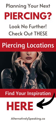 a woman with her hands on her face and the words, planning your next piercing? look no further check out these