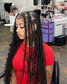 Medium Boho Knotless Braids Body Wave, Boho Knotless Braids Birthday, Medium Boho Knotless Braids Human Hair, Medium Boho Braids, Medium/ Large Boho Knotless Braids, Boho Knotless Braids Bow Style, Birthday Hairstyles, Cute Curly Hairstyles, Faux Locs Hairstyles