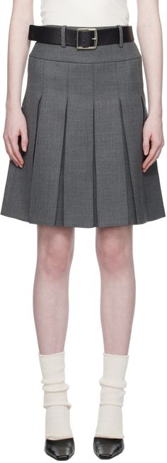 School Skirt, Mid Length Skirts, Box Pleats, Pleated Midi Skirt, Gray Skirt, Pleated Skirt, Fashion Inspo Outfits, Apparel Accessories, Wool Blend