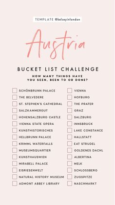 the australia bucket list is shown in pink