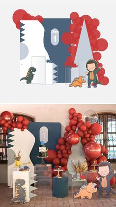 an image of some balloons in the shape of dinosaurs