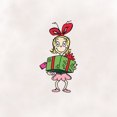 Cindy Lou Who from Christmas's famous, 'The Grinch' is the perfect cut file for your crafty creations!  Outline and colored version included with download. Cindy Lou Clipart, Cindy Lou Who Painting, Cindy Lou Who Tattoo, The Grinch Cindy Lou Who, Cute Grinch Drawing, Grinch Illustration Art, The Grinch Watercolor, Cindy Lou Drawing, The Grinch Illustration