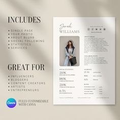 a clean and modern resume template with an image on the front, side and back